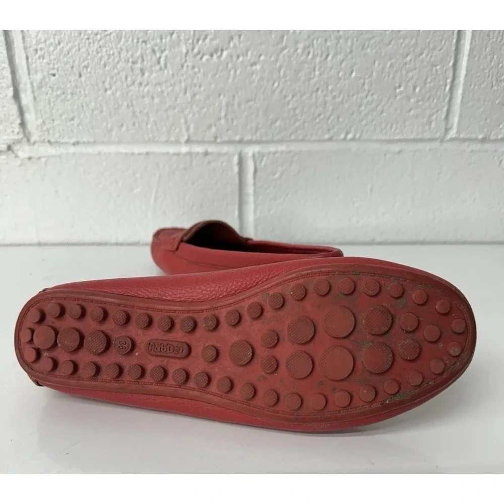 PabDer Donna Red‎ Leather Women's Driving Moc Penny Loafer / Size 36